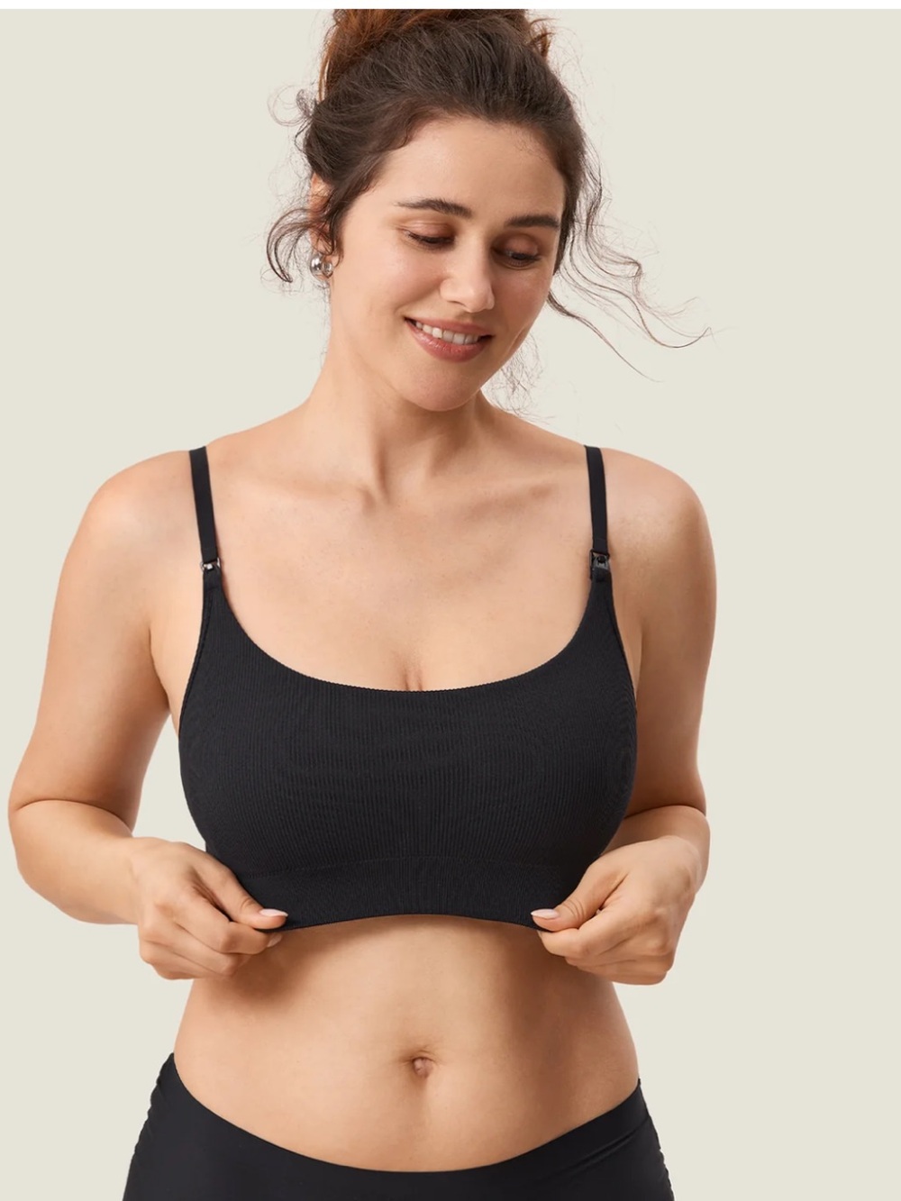 Momanda Wireless Scoop Neck Nursing Bra - Black Size XL (NWT) Maternity